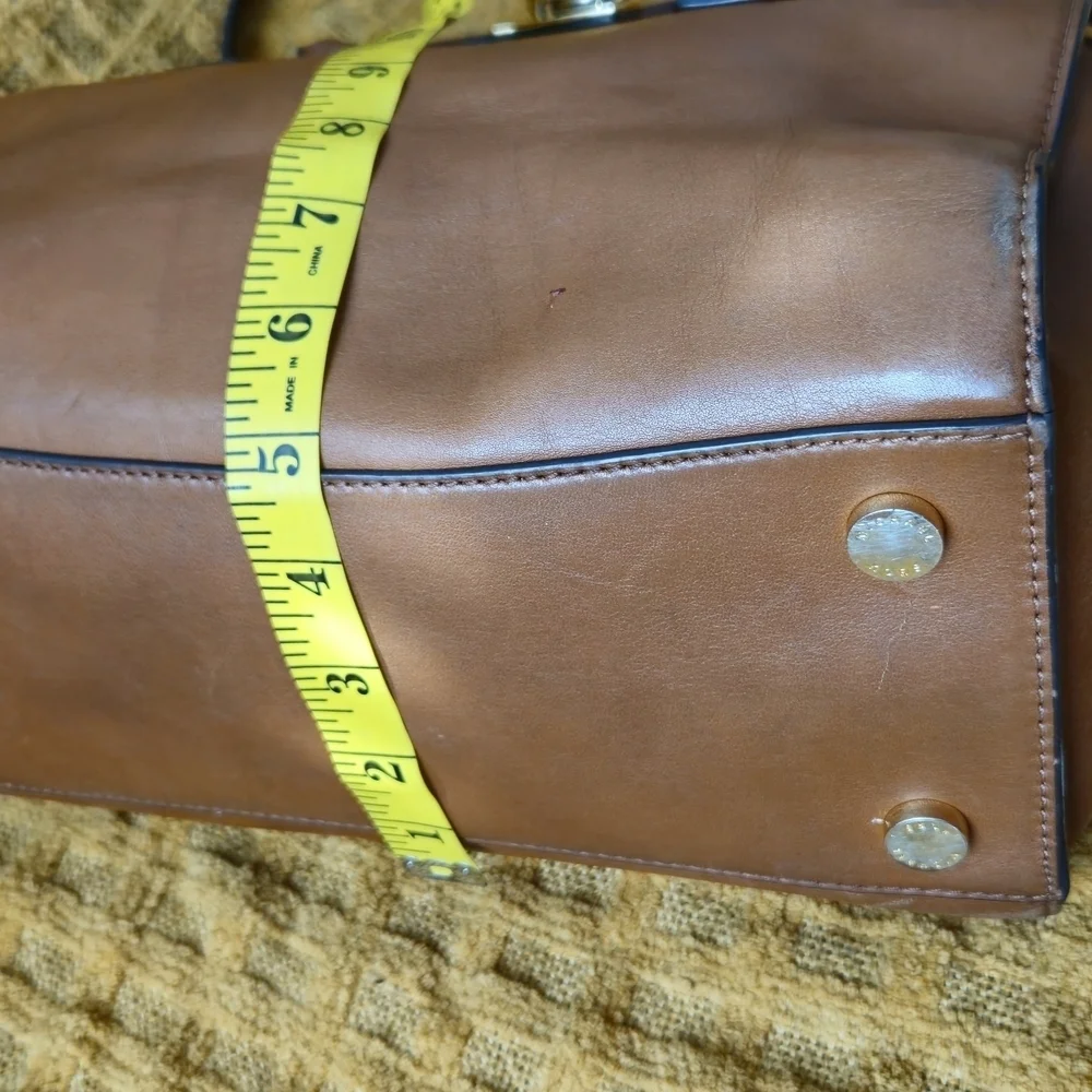Michael Kors Hamilton Brown Leather Satchel with Gold Accents